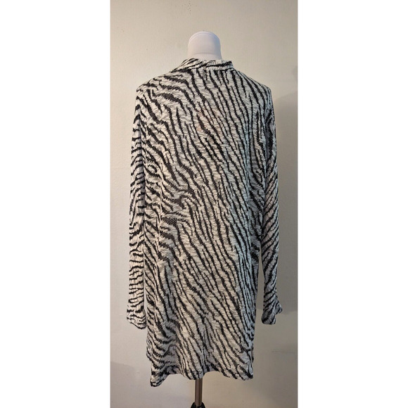 New By Design sz XL Open Front Cardigan Knit Sweater jacket zebra print 2425 - Picture 3 of 4